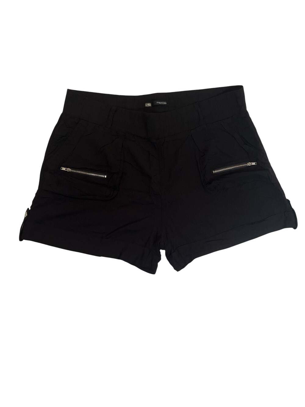 Maurices Black Shorts with Zipper Pockets and Cuffed Hem (FB1)
